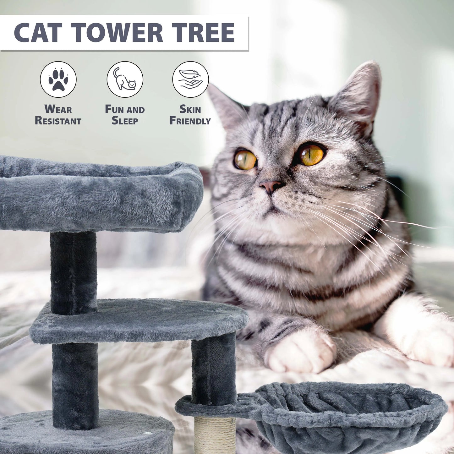 Cat Tree Scratching Post Large Multilevel Climbing Tower Activity Centre