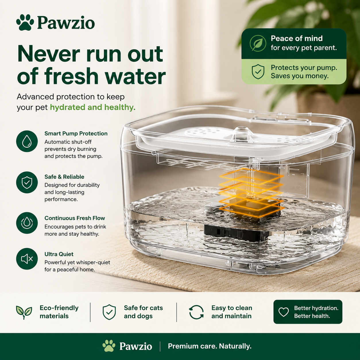 Tuya smart APP Pet Water Dispenser Cat Automatic Water Feeder Circulating Filter Ultra-Quiet Water Pump Ddog Drinking Supplies