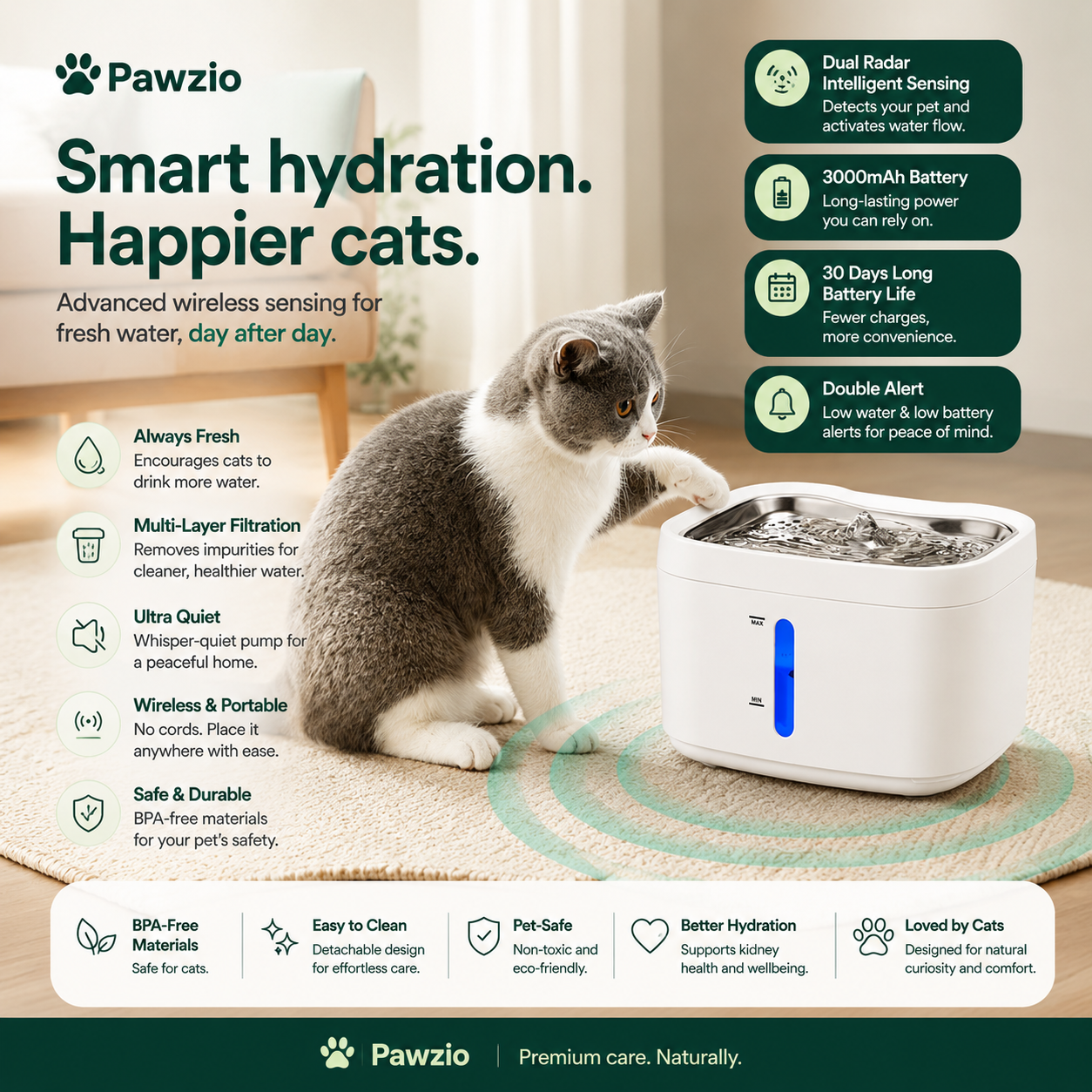 Tuya smart APP Pet Water Dispenser Cat Automatic Water Feeder Circulating Filter Ultra-Quiet Water Pump Ddog Drinking Supplies