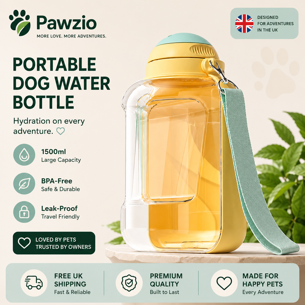 Dog Feeder Portable waterer for walking the dog outdoors 1.5L large capacity water bottle pet Cat water food accompanying cup