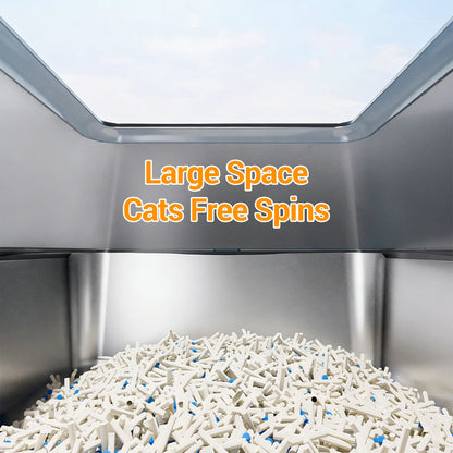 Durable Stainless Steel Litter Box with Lid Featuring Splash Guard,Leak-Proof Front Exit,Easy-Clean Non-Stick Tray,Odor Control