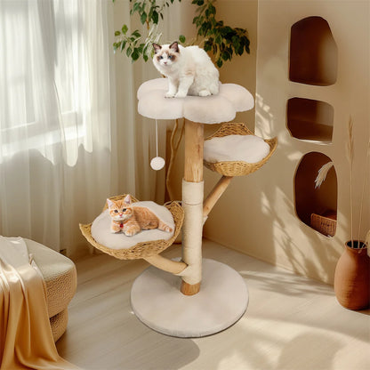 Modern Cat Tree for Multiple Cats,Climbing Activity Tower with Plush Cushion,Sisal Scratching Post & Cozy Kitten Play House