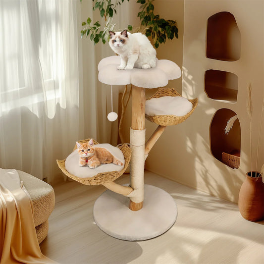 Modern Cat Tree for Multiple Cats,Climbing Activity Tower with Plush Cushion,Sisal Scratching Post & Cozy Kitten Play House