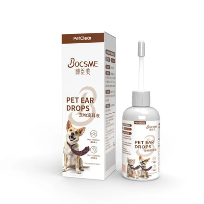 PETCLEAR Dog Cat Ear Drops Pet Ear Cleaner Dog Earwax Clean Dog Cat Ear Odor Mites Cleaning Ear Otitis Ear Itch Prevention 60ml