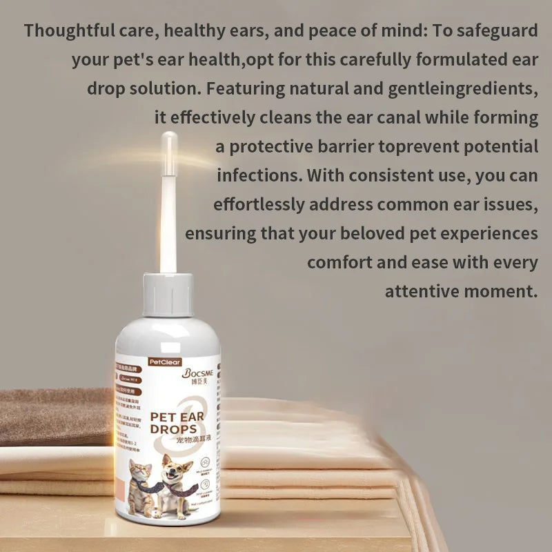 PETCLEAR Dog Cat Ear Drops Pet Ear Cleaner Dog Earwax Clean Dog Cat Ear Odor Mites Cleaning Ear Otitis Ear Itch Prevention 60ml