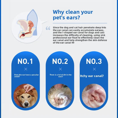 PETCLEAR Dog Cat Ear Drops Pet Ear Cleaner Dog Earwax Clean Dog Cat Ear Odor Mites Cleaning Ear Otitis Ear Itch Prevention 60ml