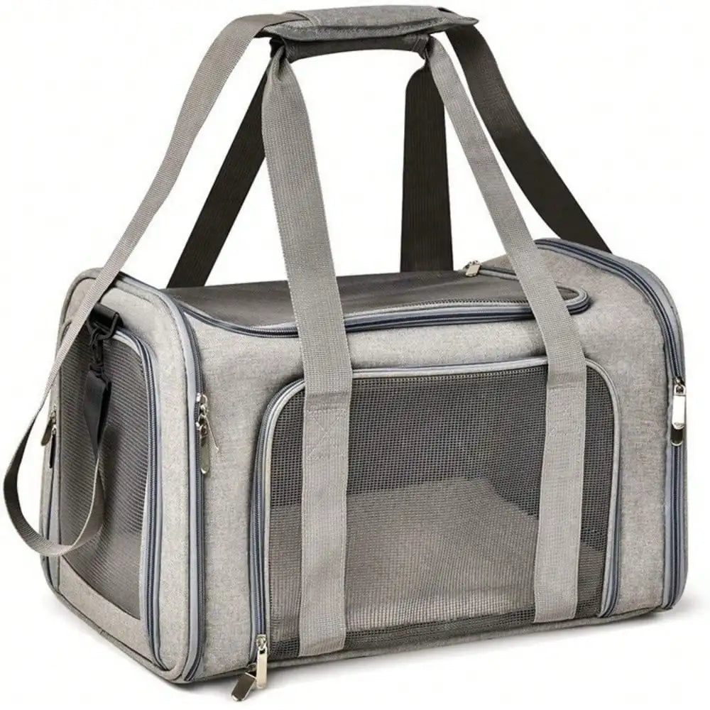 Cat Carrier Dog Carrier Portable Pet Carrier Soft Sided, Medium Small, Foldable Bunny Puppy Cat weighing 3-6kg for Travel(Grey)