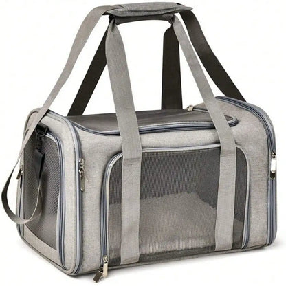 Cat Carrier Dog Carrier Portable Pet Carrier Soft Sided, Medium Small, Foldable Bunny Puppy Cat weighing 3-6kg for Travel(Grey)