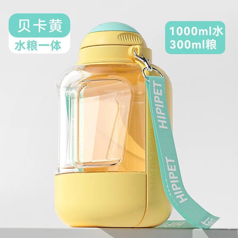 Dog Feeder Portable waterer for walking the dog outdoors 1.5L large capacity water bottle pet Cat water food accompanying cup