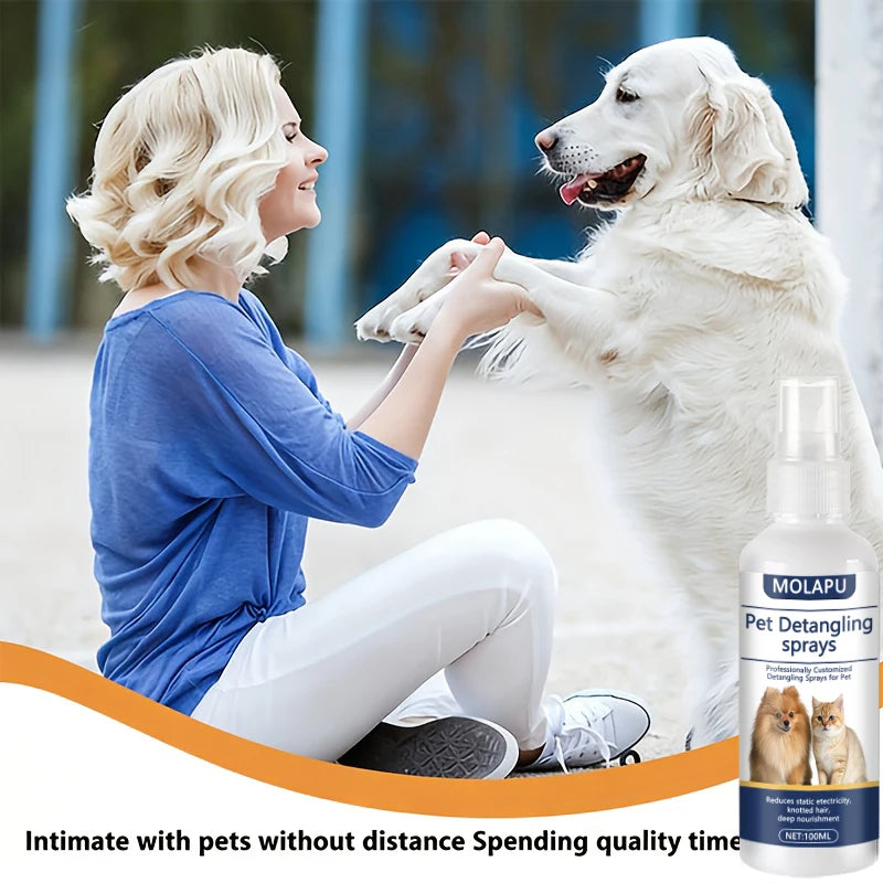 Cat and Dog Hair Tangle Prevention Spray – Leave-In Conditioner to Detangle Pet Hair. A Professional Formula Specifically Designed for Pet Grooming to Prevent Hair from Getting Tangled. This Spray Also Reduces Static Electr