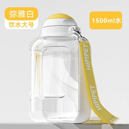 Dog Feeder Portable waterer for walking the dog outdoors 1.5L large capacity water bottle pet Cat water food accompanying cup