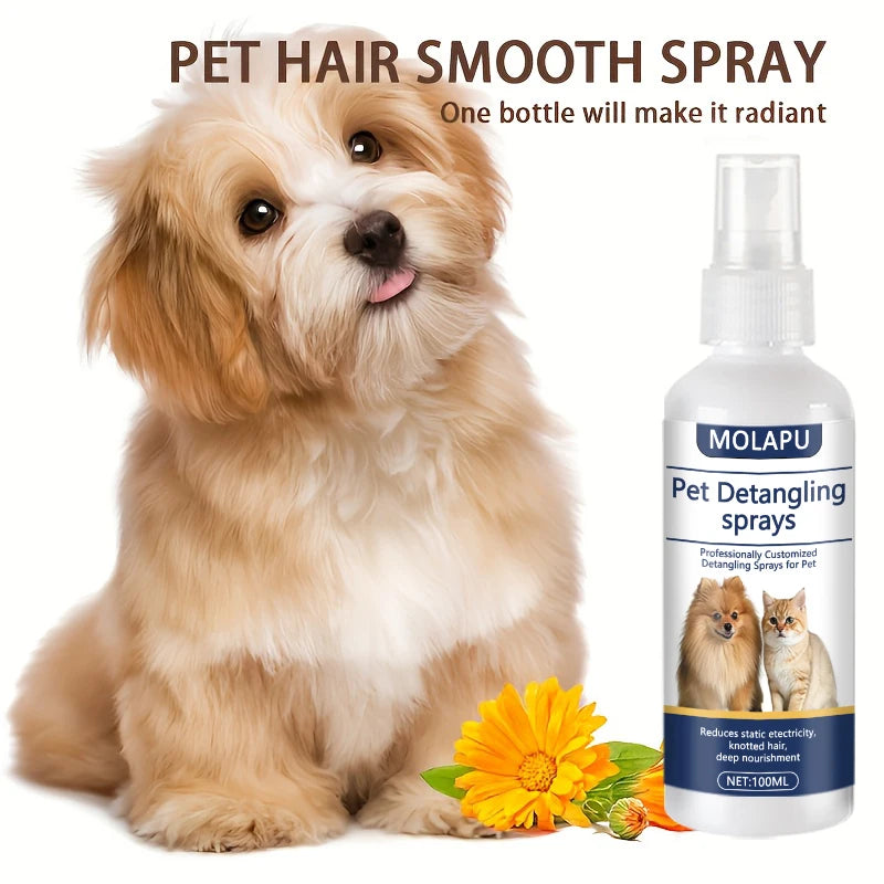 Cat and Dog Hair Tangle Prevention Spray – Leave-In Conditioner to Detangle Pet Hair. A Professional Formula Specifically Designed for Pet Grooming to Prevent Hair from Getting Tangled. This Spray Also Reduces Static Electr