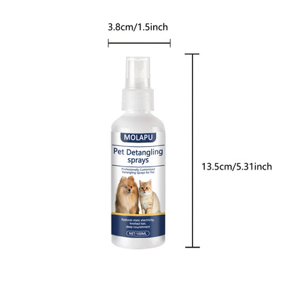 Cat and Dog Hair Tangle Prevention Spray – Leave-In Conditioner to Detangle Pet Hair. A Professional Formula Specifically Designed for Pet Grooming to Prevent Hair from Getting Tangled. This Spray Also Reduces Static Electr