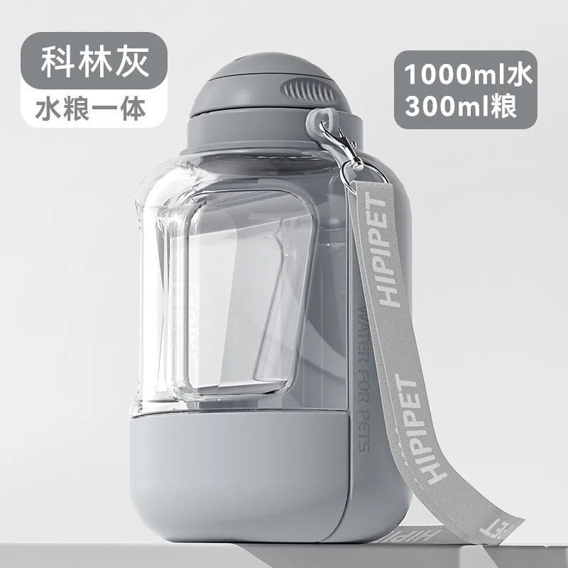 Dog Feeder Portable waterer for walking the dog outdoors 1.5L large capacity water bottle pet Cat water food accompanying cup