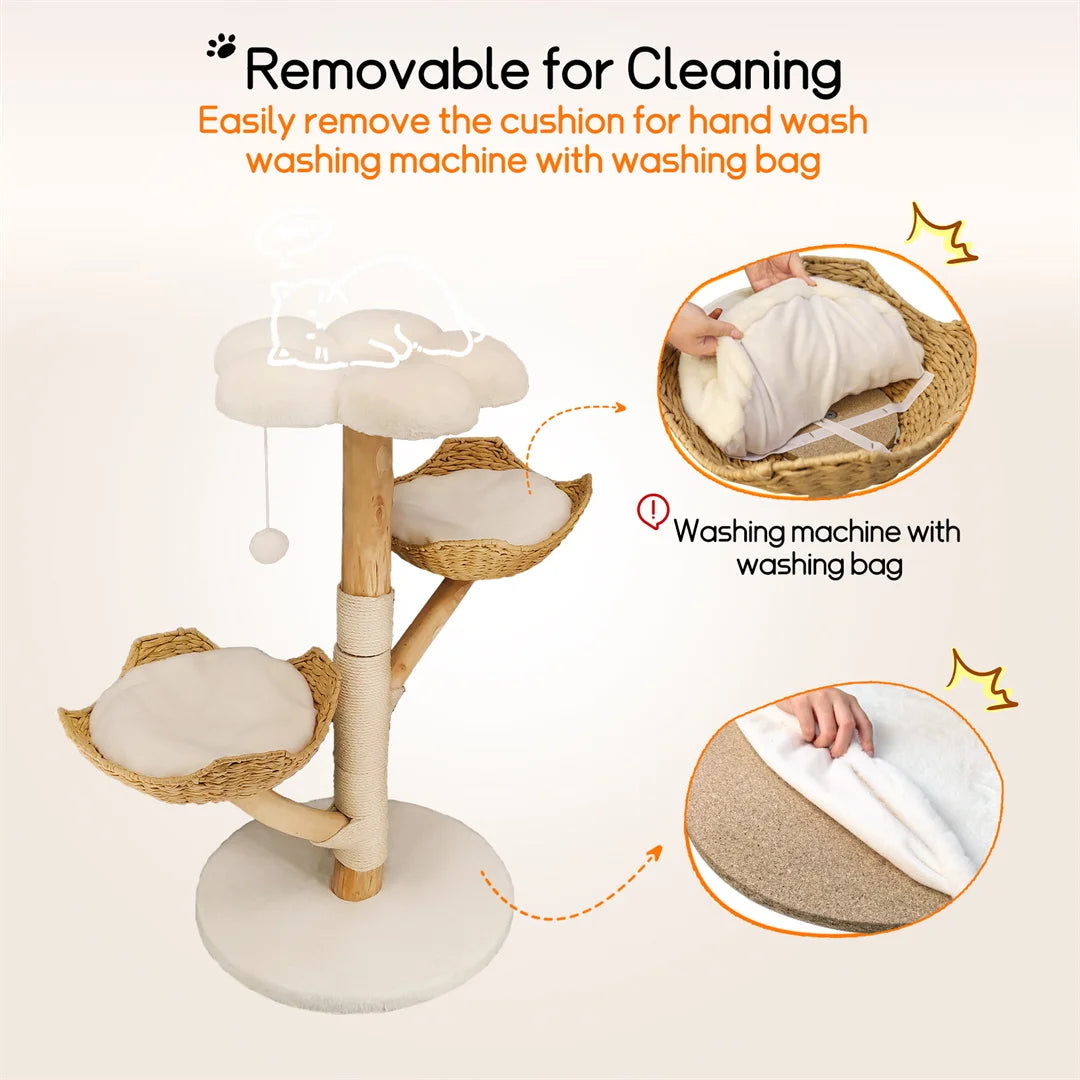Modern Cat Tree for Multiple Cats,Climbing Activity Tower with Plush Cushion,Sisal Scratching Post & Cozy Kitten Play House
