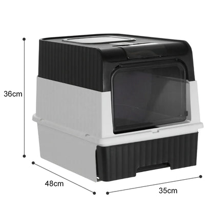 Cat Litter Box Hooded Cat Box Odor-Resistant Fully Enclosed Cat Toilet with Litter Scoop for Home Pets Supplies