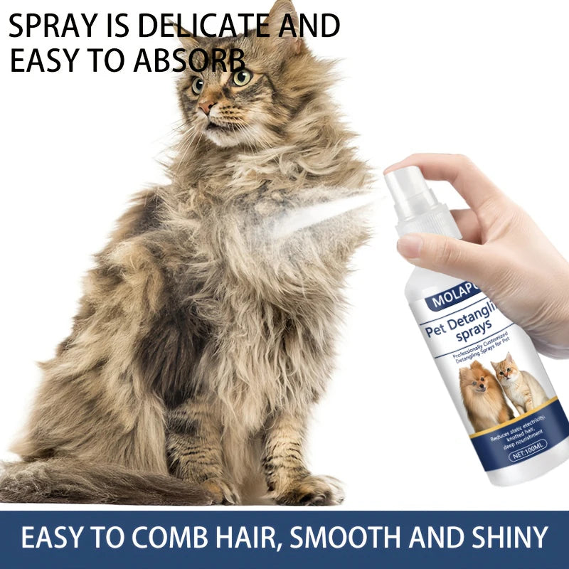 Cat and Dog Hair Tangle Prevention Spray – Leave-In Conditioner to Detangle Pet Hair. A Professional Formula Specifically Designed for Pet Grooming to Prevent Hair from Getting Tangled. This Spray Also Reduces Static Electr