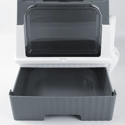 Cat Litter Box Hooded Cat Box Odor-Resistant Fully Enclosed Cat Toilet with Litter Scoop for Home Pets Supplies