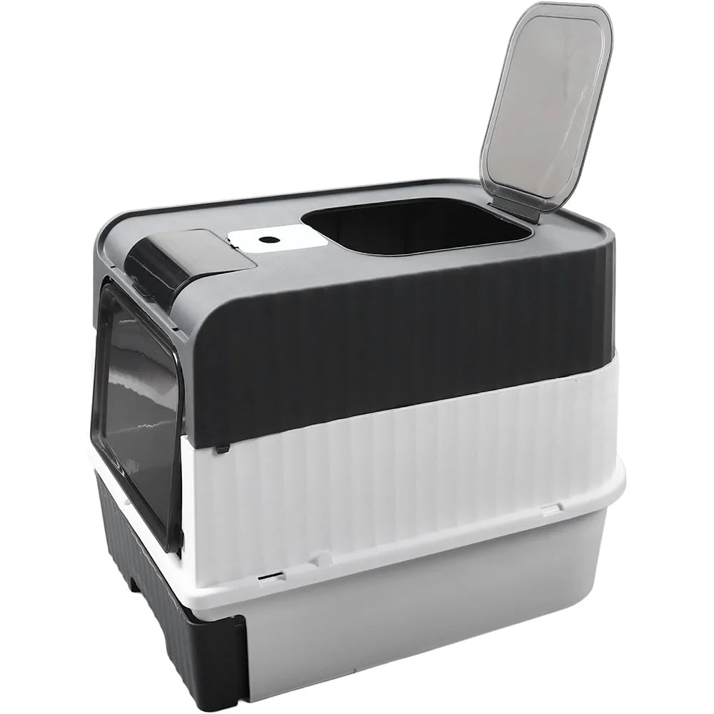Cat Litter Box Hooded Cat Box Odor-Resistant Fully Enclosed Cat Toilet with Litter Scoop for Home Pets Supplies