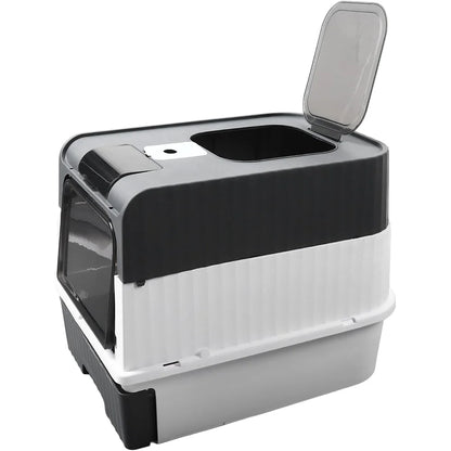 Cat Litter Box Hooded Cat Box Odor-Resistant Fully Enclosed Cat Toilet with Litter Scoop for Home Pets Supplies