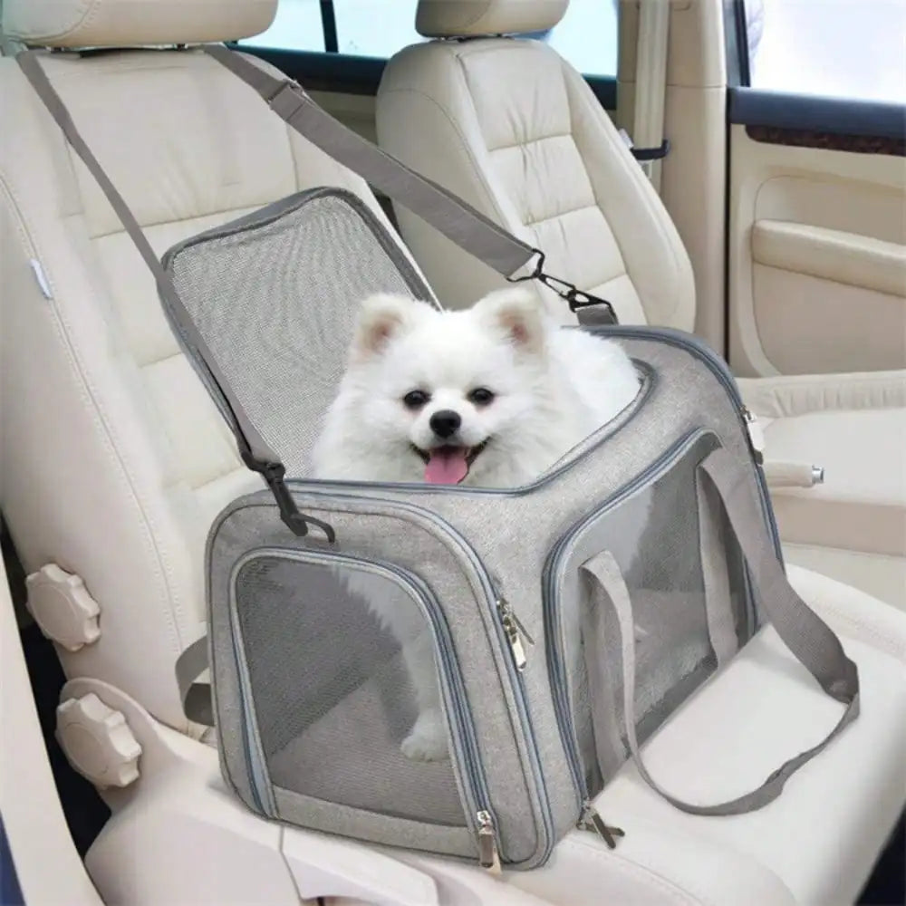 Cat Carrier Dog Carrier Portable Pet Carrier Soft Sided, Medium Small, Foldable Bunny Puppy Cat weighing 3-6kg for Travel(Grey)
