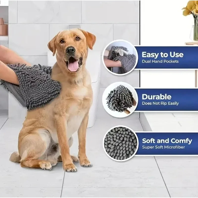 Super Absorbent Pet Bath Towel Quick-drying Cat Towels Convenient Soft Bath Robe Dry Pet Cleaning Washcloth Dog Accessories