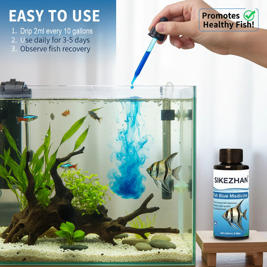 500ml Methylene Blue Solution Aquarium Fish Treatment Anti Ich White Spot Fungus Medicine Safe for Tropical Freshwater Fish Tank