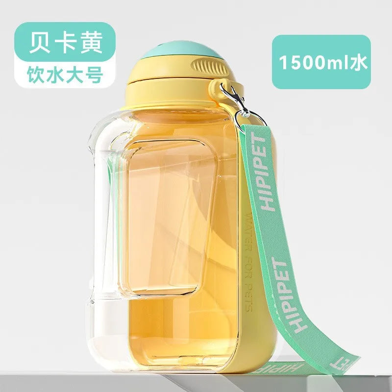 Dog Feeder Portable waterer for walking the dog outdoors 1.5L large capacity water bottle pet Cat water food accompanying cup